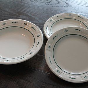 Longaberger Bread Plates and Bowl Woven Traditions Ivy Vitrified USA